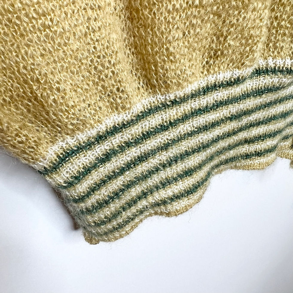 Miniaturbild: Vintage Strick Pullover Mohair Wolle Gelb (S)