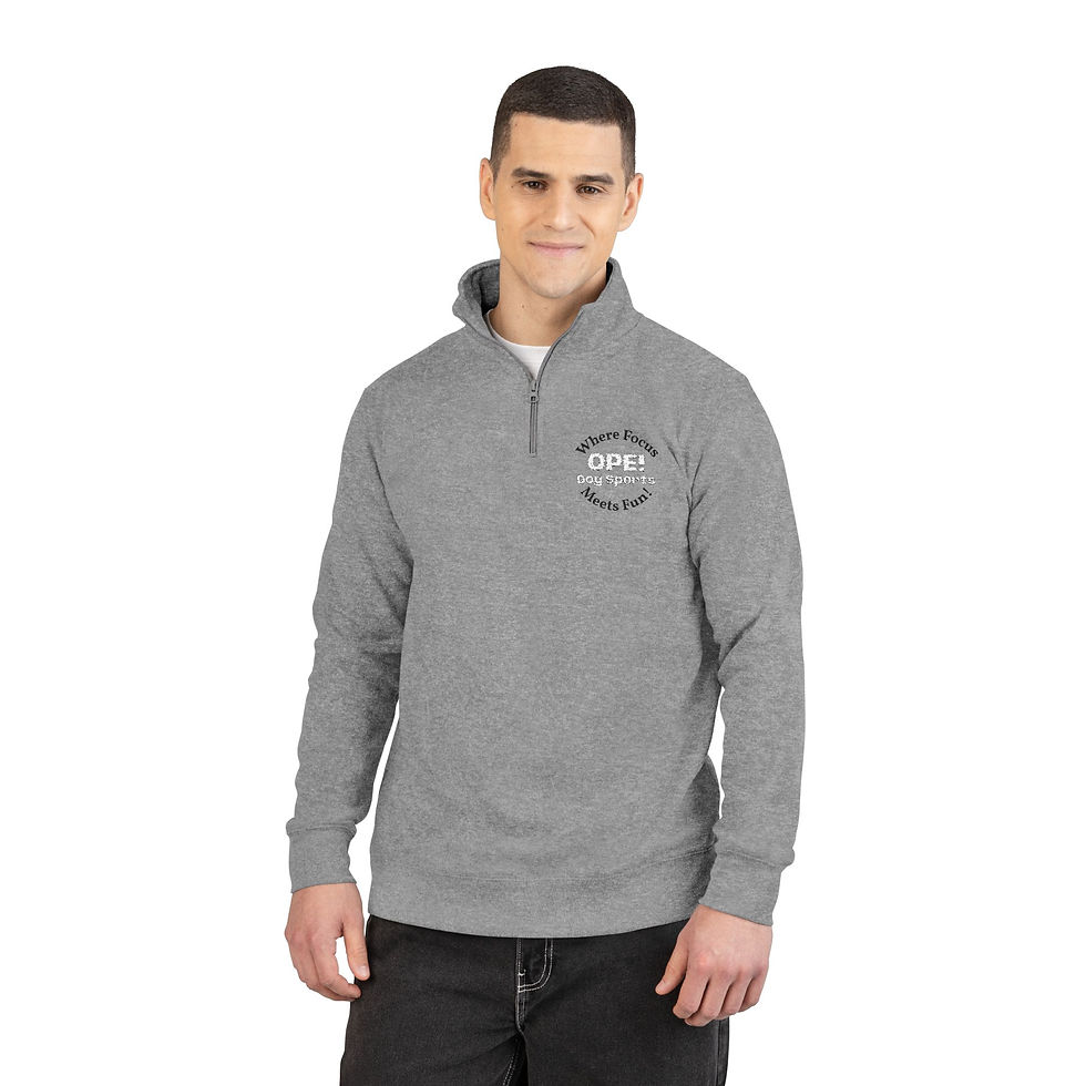 Thumbnail: OPE! Embroidered Grey Fleece Pullover — Cozy Half-Zip Sweatshirt 