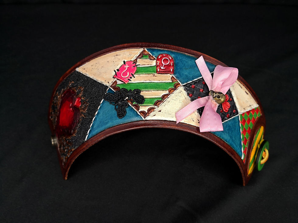 Thumbnail: Alice Madness Leather Cuff Bracelet Front View 2