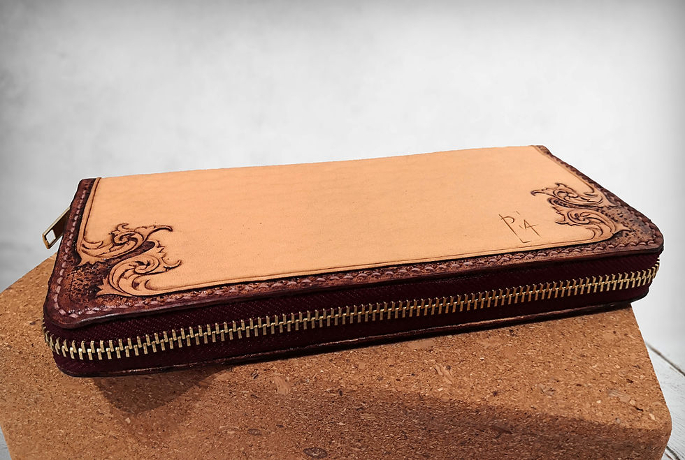 Thumbnail: Peony Flowers Long Leather Zipper Wallet Bottom View