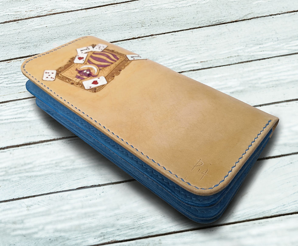Thumbnail: Alice in Wonderland and the Cheshire Cat Leather Long Wallet Bottom Side View