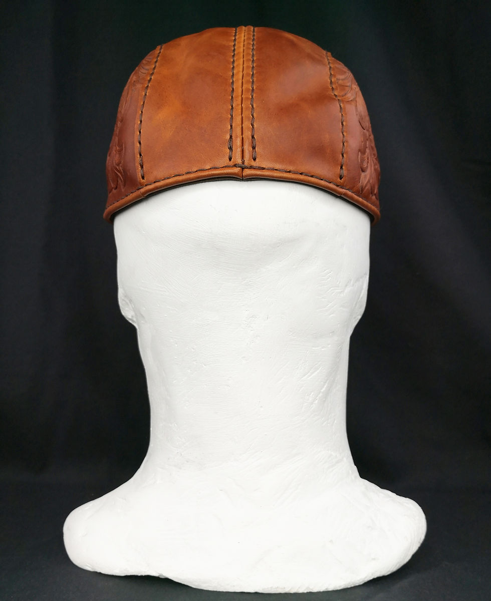 Thumbnail: Sheridan Style Engraved Leather Flat Cap Bottom View