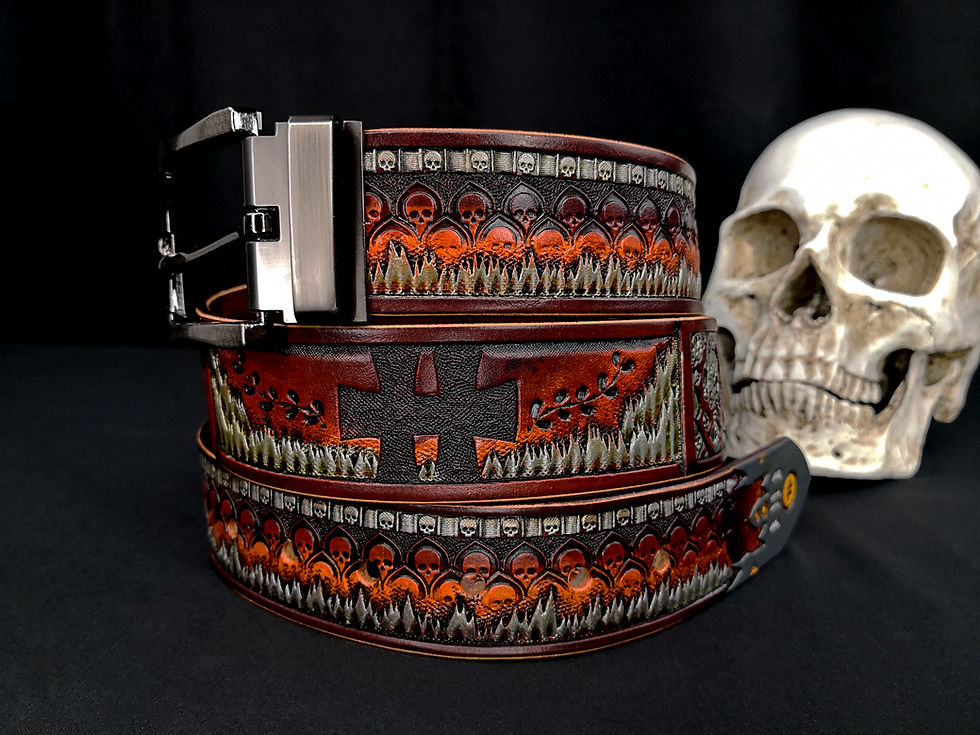 Hellfest Metal Music Festival Leather Belt Roll View