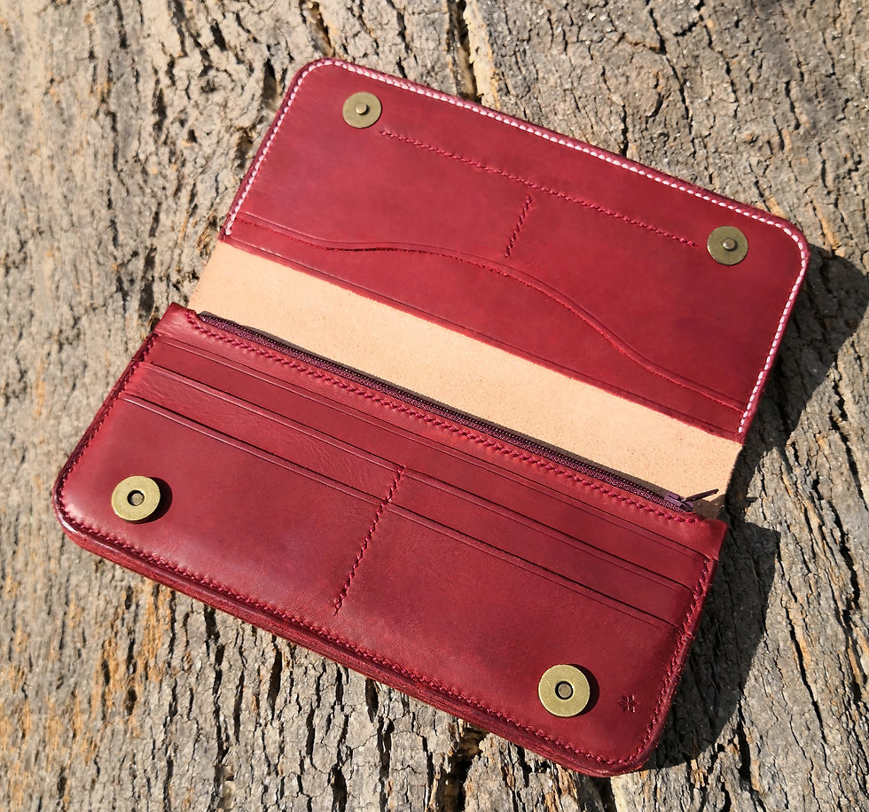 Sakura Leather Long Wallet Flat Inside View