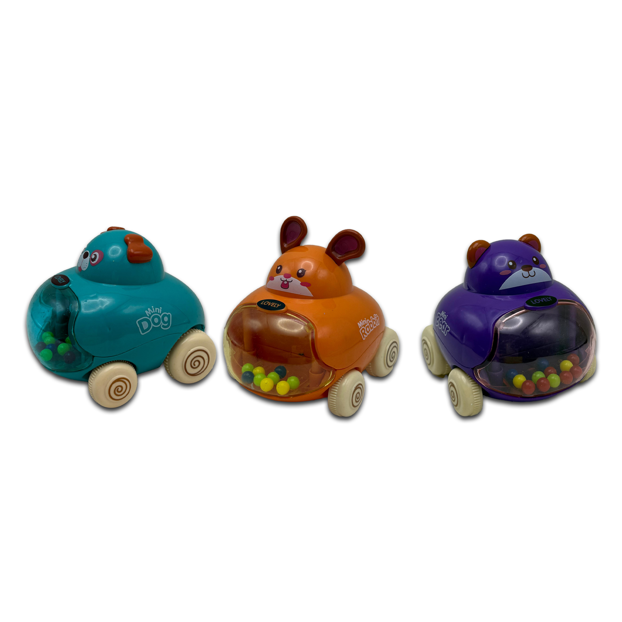 Kit Carrinhos Animais - Dog, Rabbit e Bear