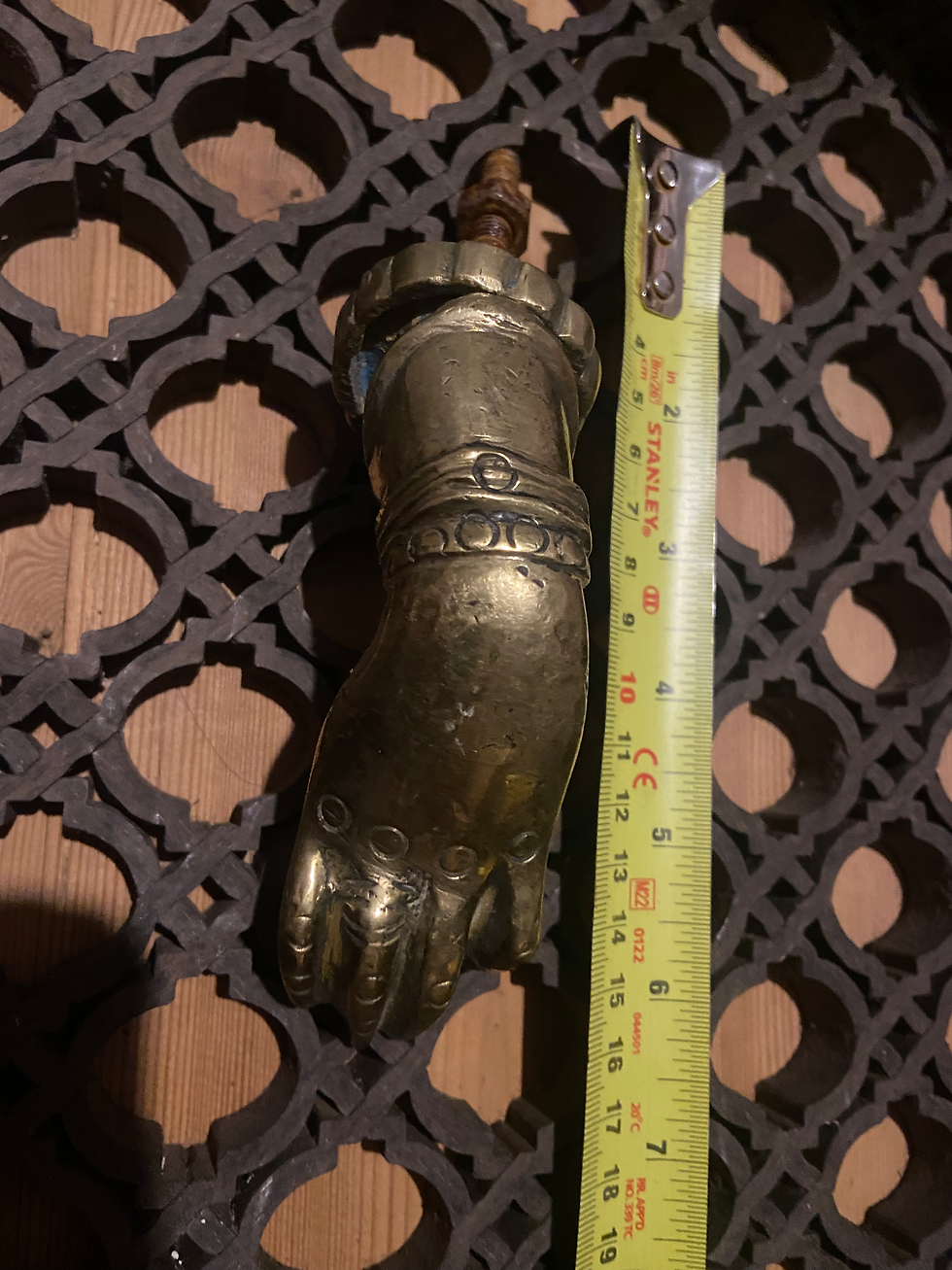 Thumbnail: Antique Brass Fortune Hand Door Knocker