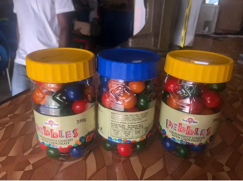 Thumbnail: Pebbles chocolate(groundnut coated with chocolate), 350g/$8, free shipping /$25