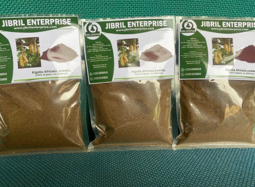 Thumbnail: Kigelia africana powder, 100% natural, 100g/$8, shipping $15, phyto cert. is $12