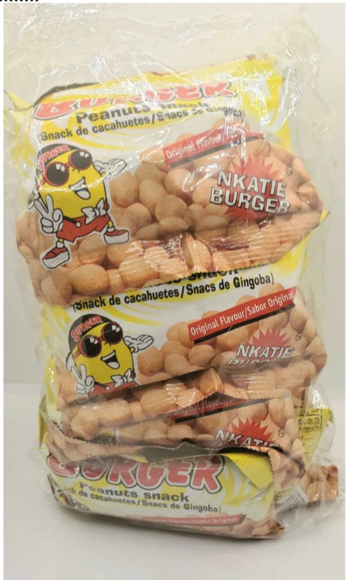 Thumbnail: Nkatie burger peanut Snacks , net weight per pack is  50g, pack of 6(300g)
