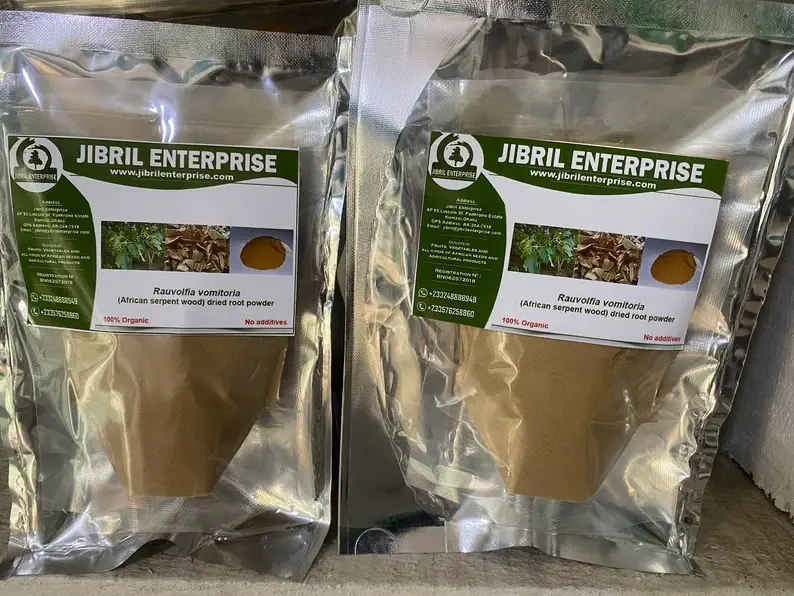 Rauvolfia vomitoria bark powder, 100g/$13, shipping/$10, phyto certificate$12