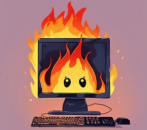 sad Computer on fire