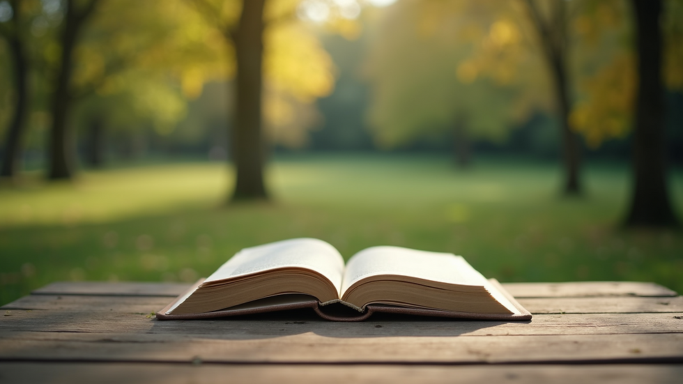 Close-up view of a serene outdoor reading space