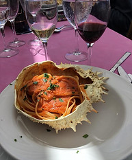 pasta with crab served in crab shell great lunch.jpg
