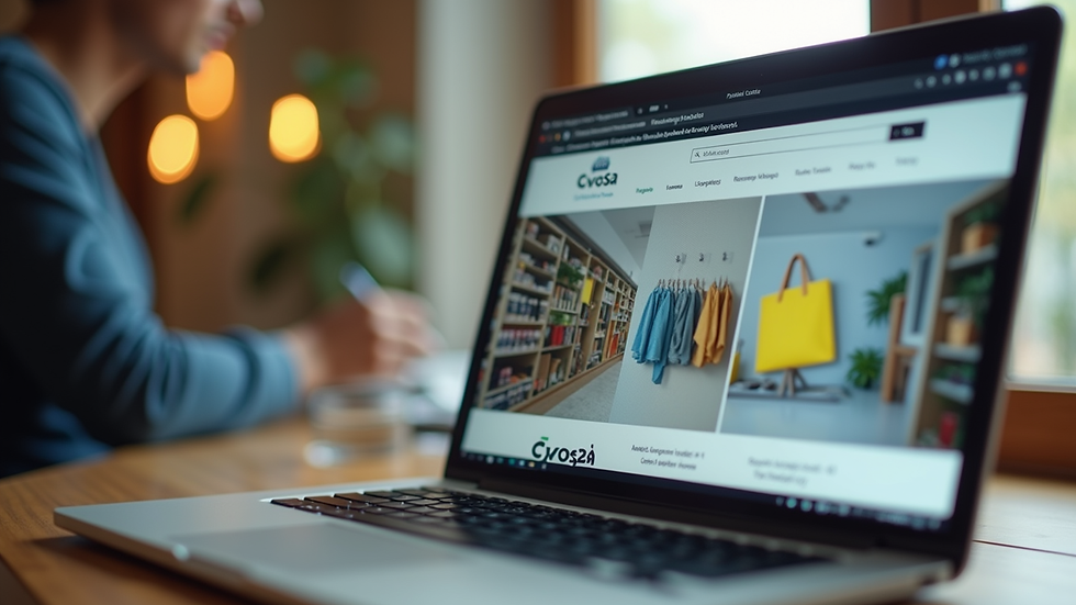 Close-up view of a laptop displaying an online shopping website