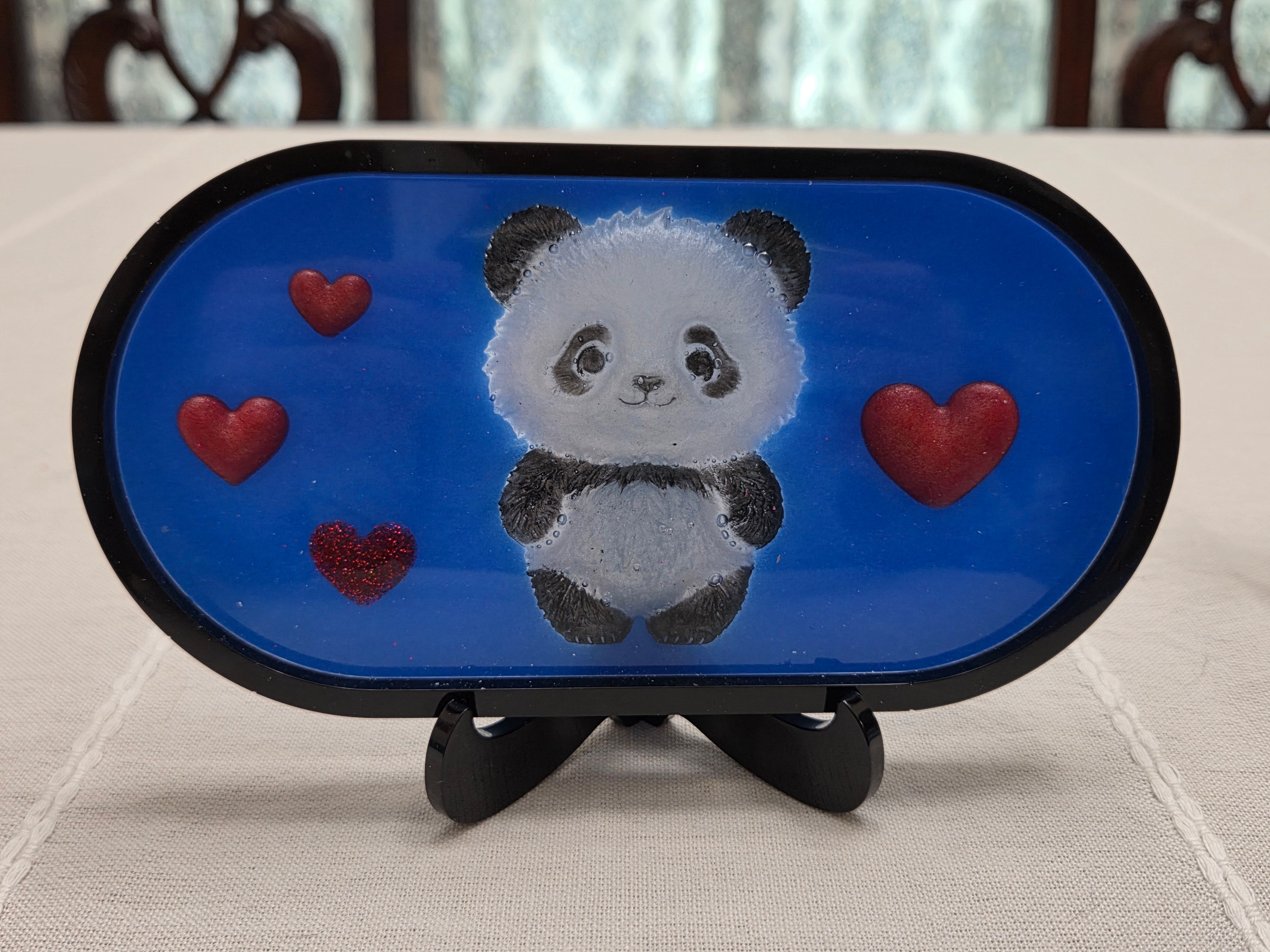 Sweet Panda Heart Resin Tray