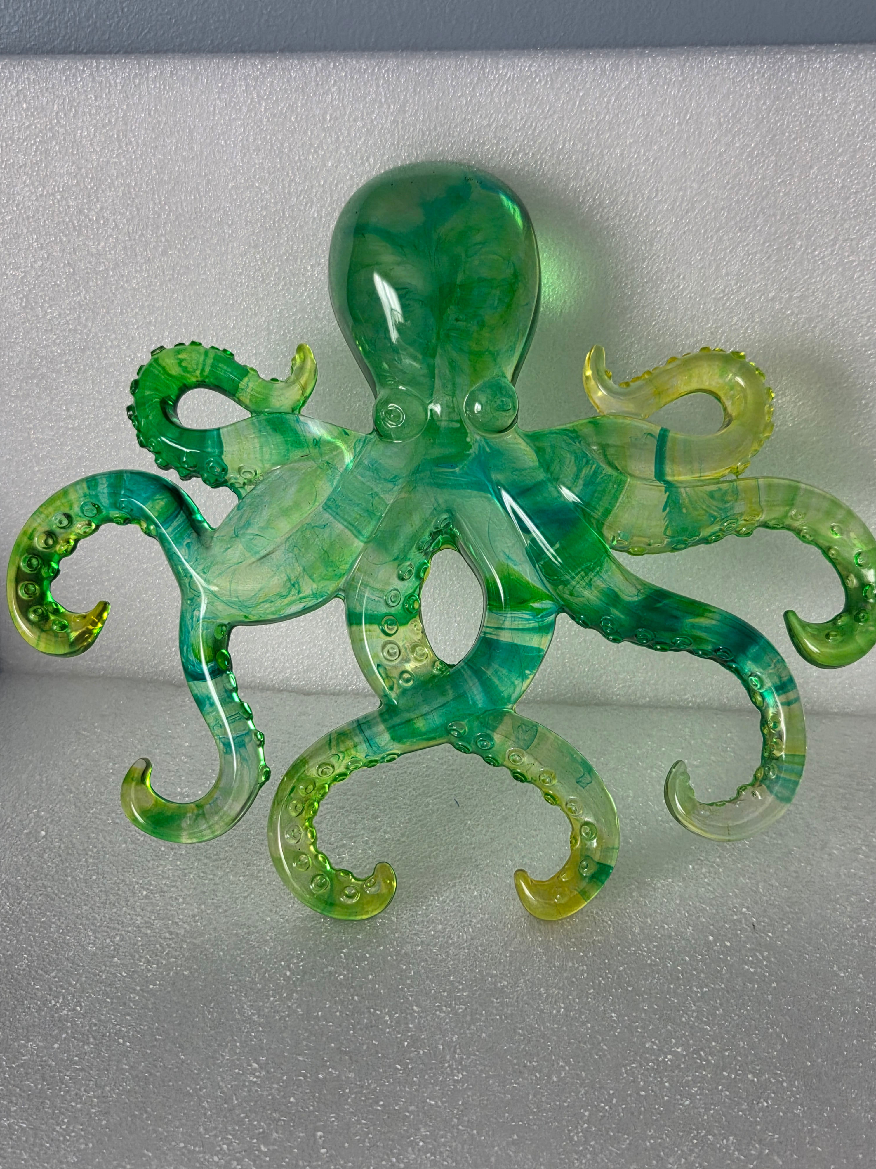Emerald Wave Resin Octopus Decor
