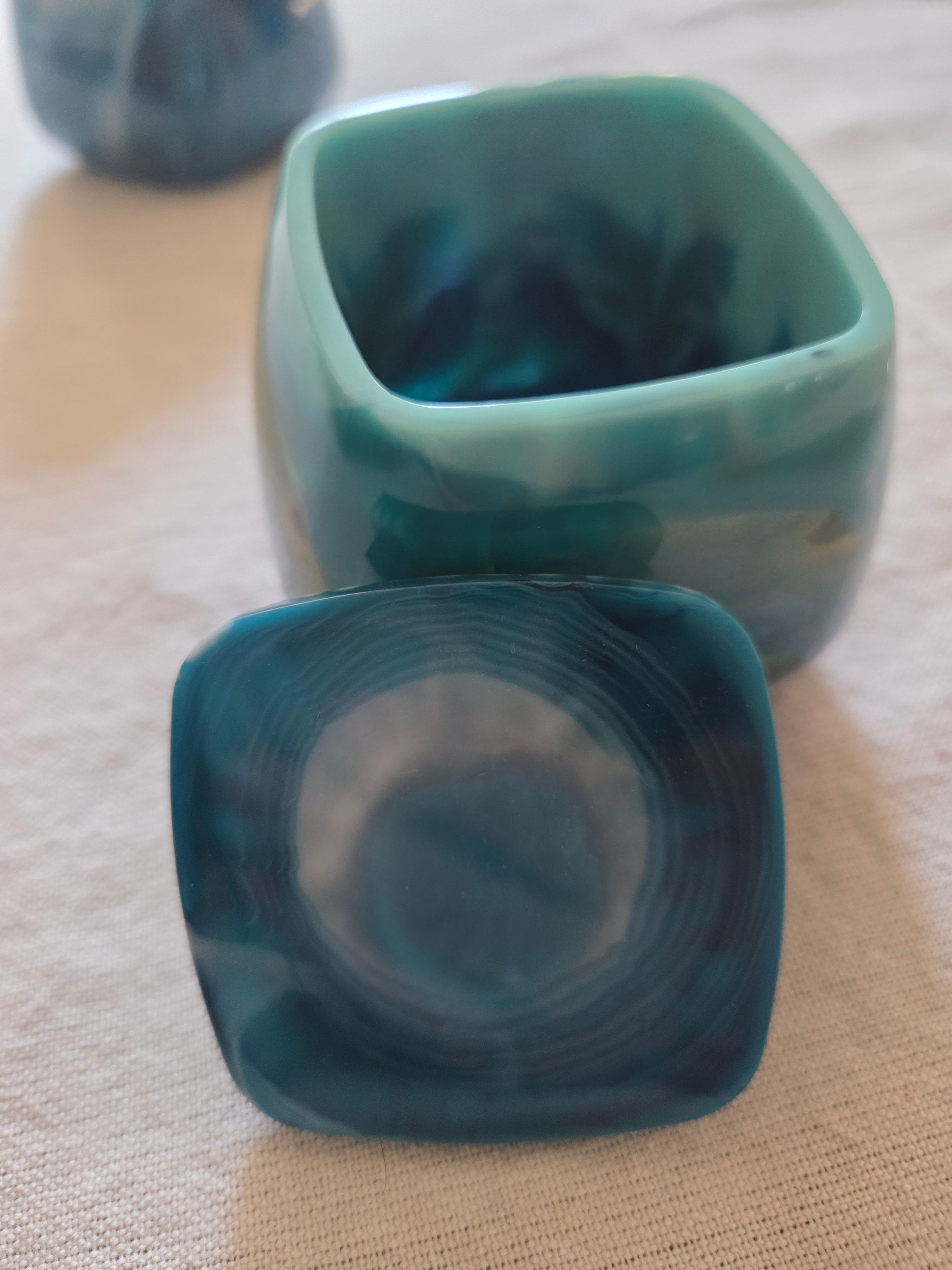 Aquamarine Wave Resin Trinket Jar