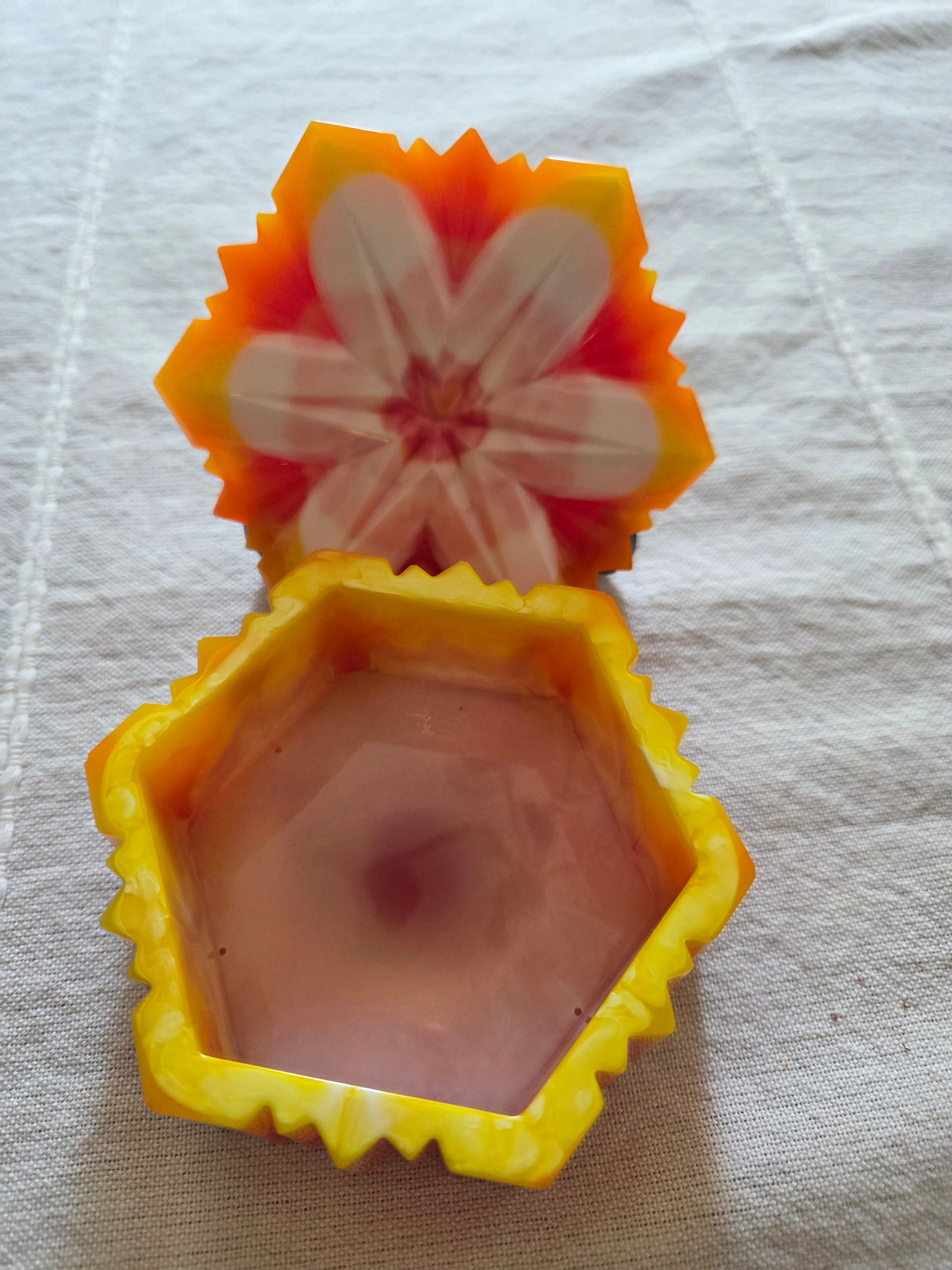 Sunset Blossom Resin Trinket Box