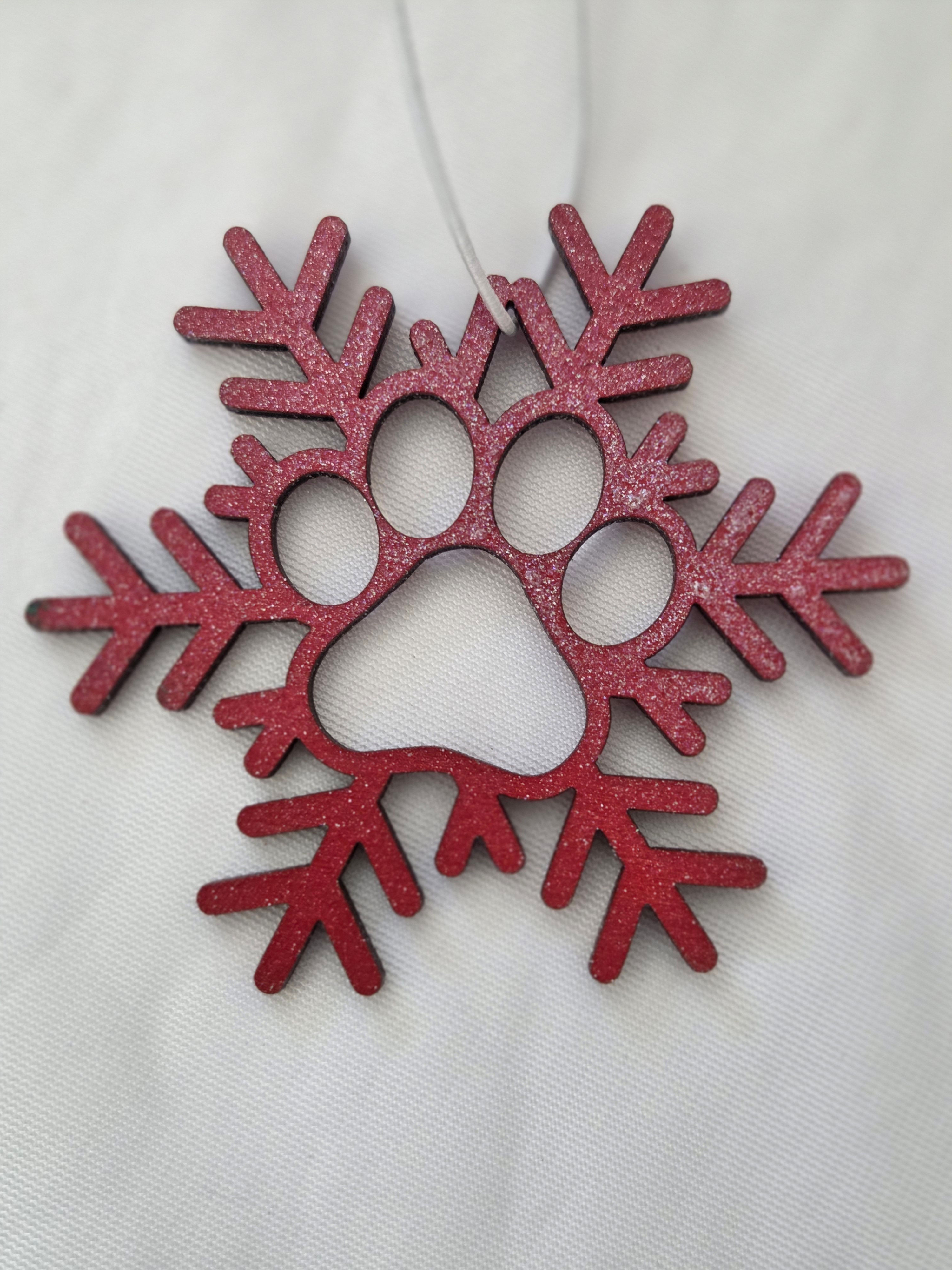 Paw Print Snowflake Ornament
