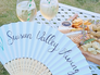 handmade calligraphed fans, spritzes made with Suisun Valley wine and a cheese board