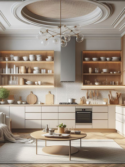 Large kitchen with midcentury elements