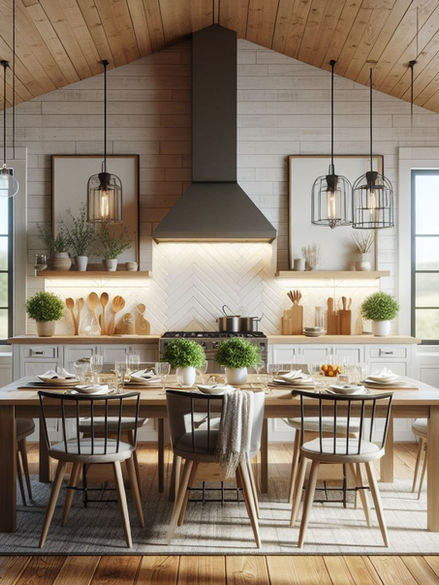 Kitchen with a large dining table