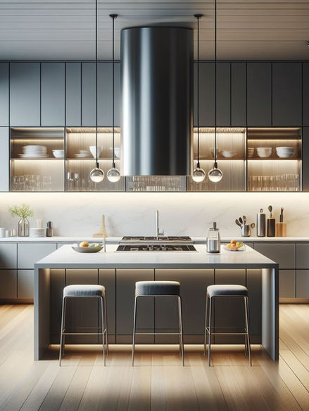 Modern Kitchen layout with island.