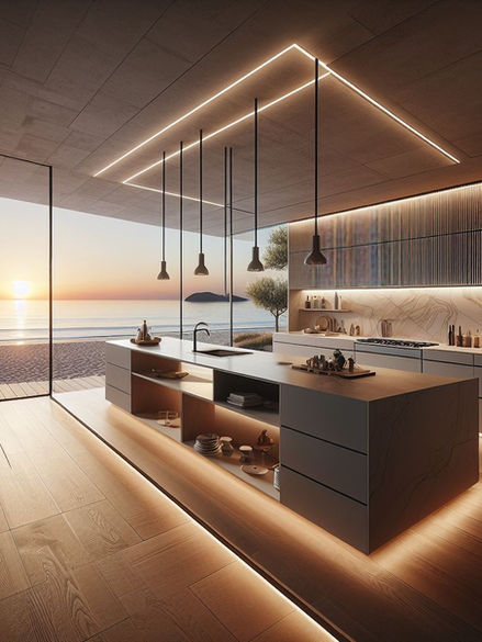 Minimalist Kitchen with sleek kitchen cabinets.