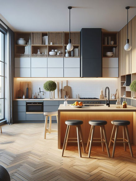 Colorful kitchen idea in New York.