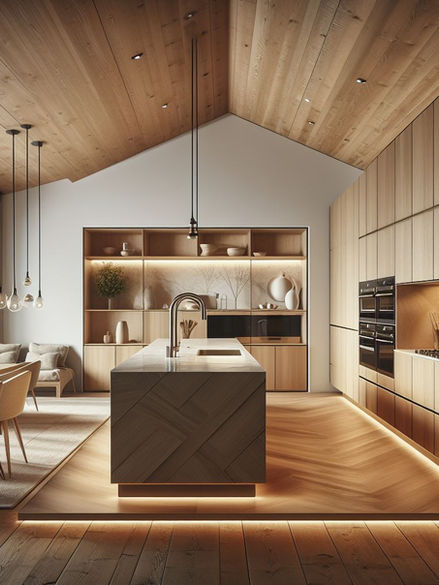 Large Kitchen idea with oak kitchen cabinets.
