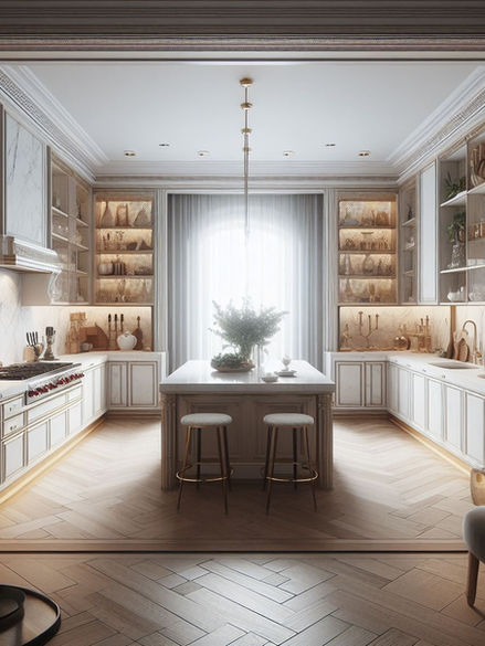 Large Kitchen with Island in Shaker Style