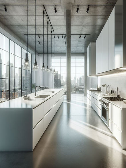 White minimalist kitchen in New York