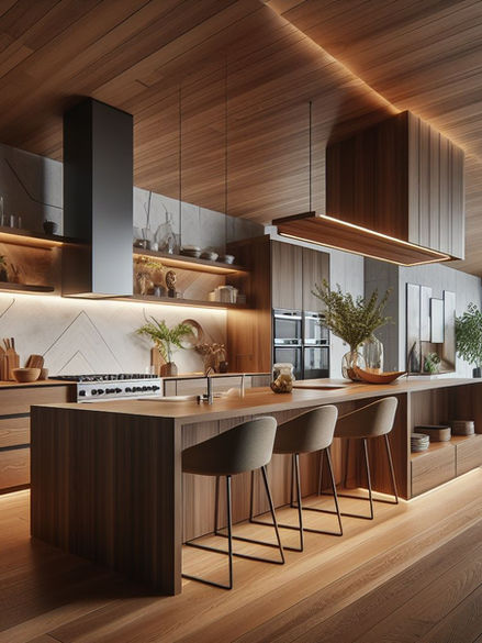 Large modern kitchen with island.