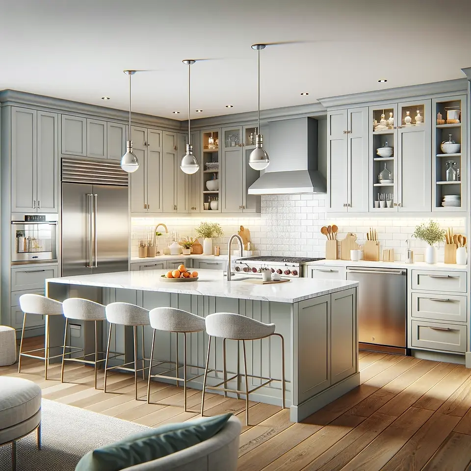 Large Kitchen with generous kitchen island.