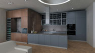 Luxurious Walnut & Dark Grey German Kitchen with Entertaining Bar | Brooklyn Loft NYC (Cabinetry $95K–$105K)
