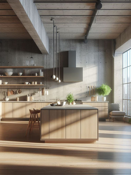 Minimalist kitchen idea with oak kitchen cabinets.