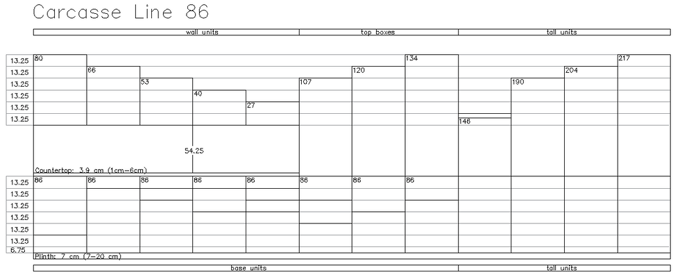 Carcasse grid lines for Carcass system 86 by Leicht NYC