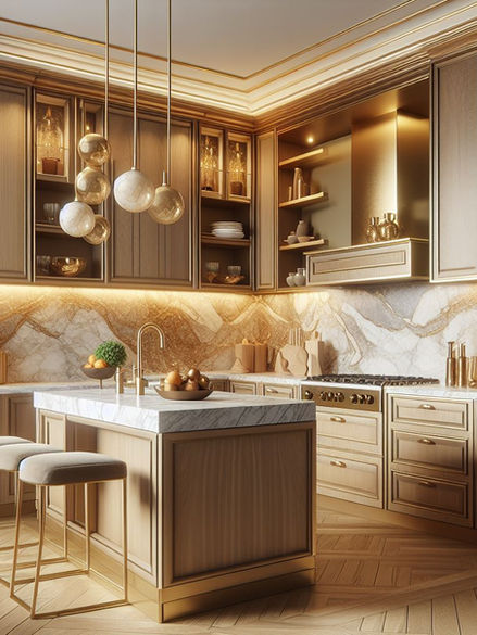 L-Shape Kitchen with Island.