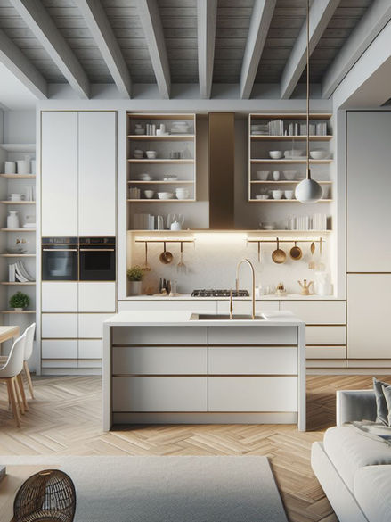 Medium-sized Kitchen idea with white kitchen cabinets