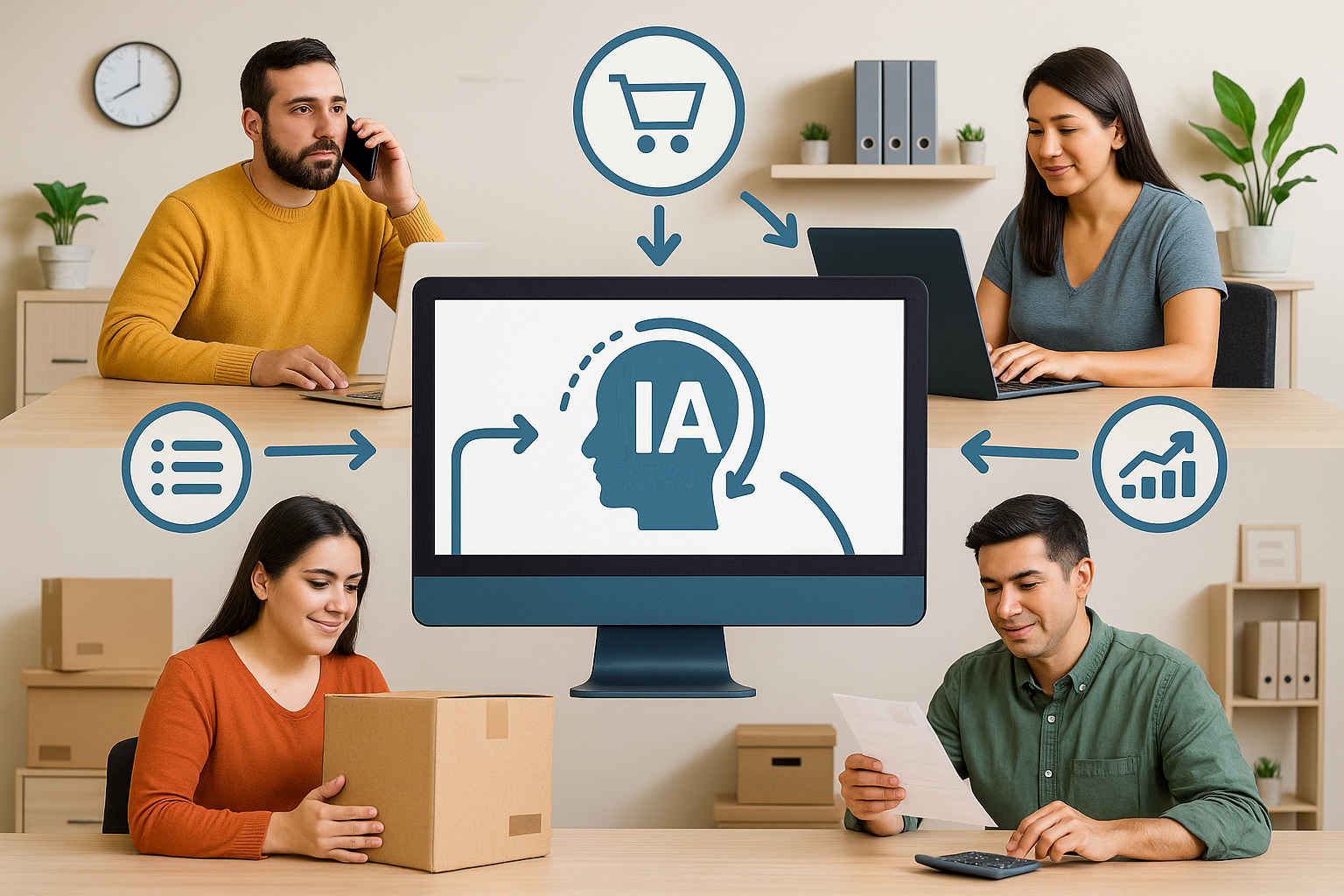 Dueños de pymes y pequeños negocios agilizando operaciones con Inteligencia artificial