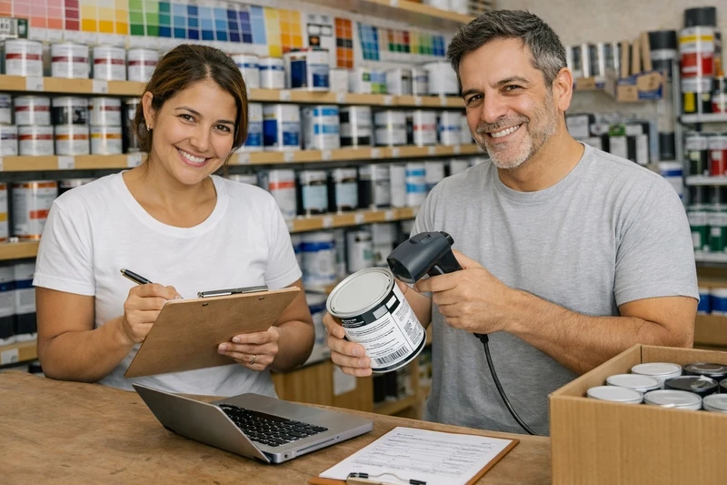 Dueño de un negocio publicando contenido en redes sociales