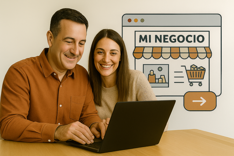 Dueños de una pyme diseñando un sitio web para vender más