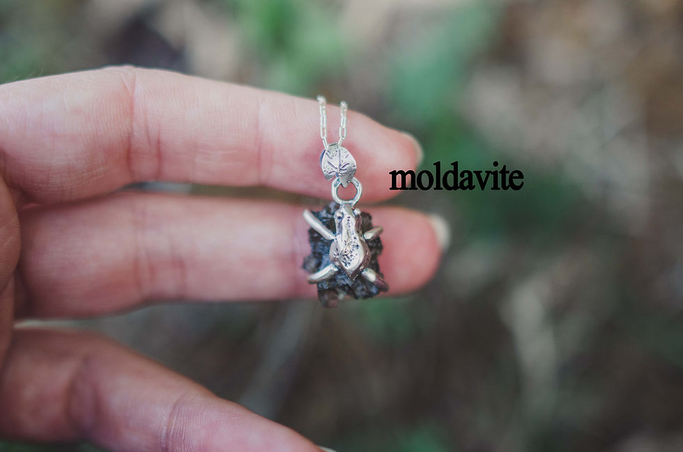 Thumbnail: Moldavite or Chrome Dioptase Frog Necklace