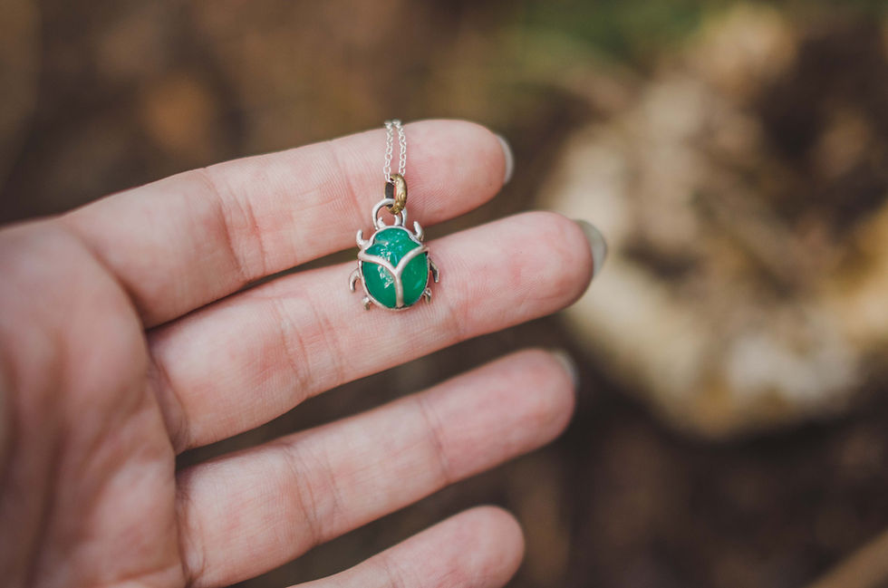 Thumbnail: Green Beetle Onyx Necklace