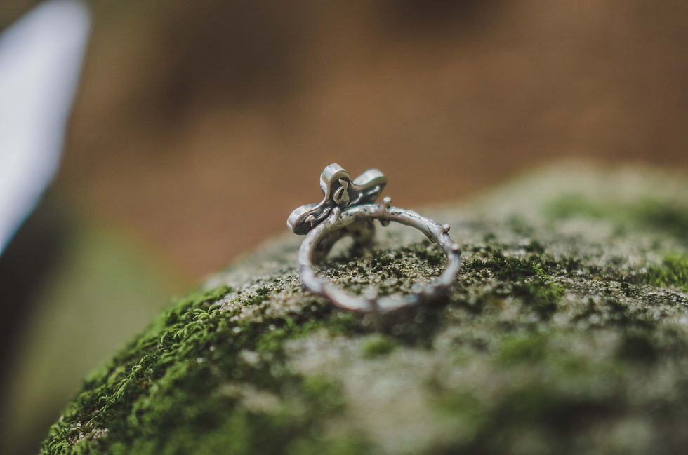 Thumbnail: Green Tourmaline Flower Ring - Finished In Your Preferred Size