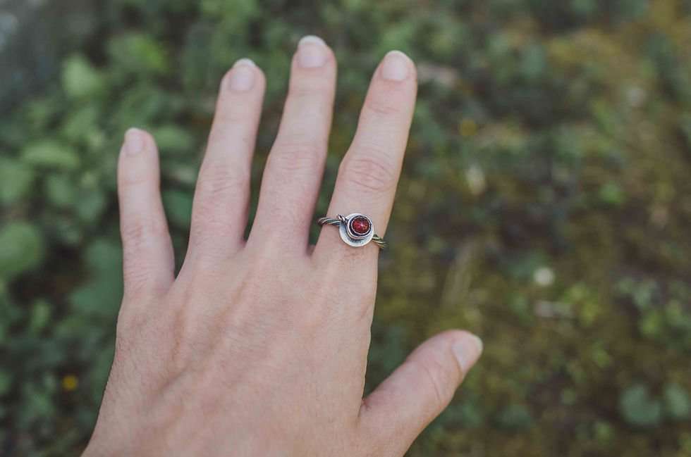 Thumbnail: Garnet Teacup Ring - Finished In Your Size