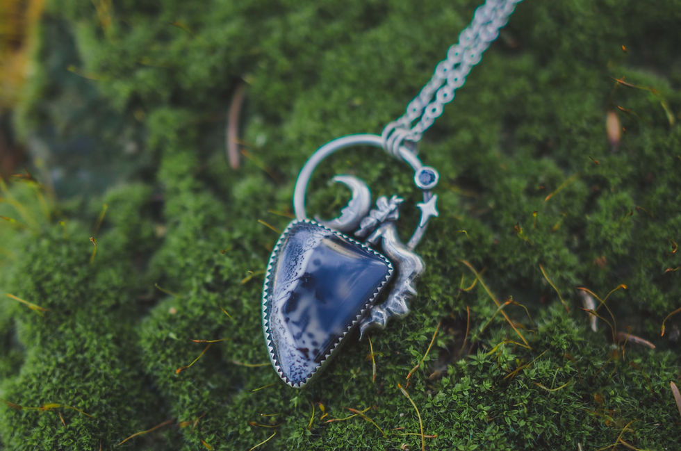 Thumbnail: 'Lady & the Moon' Dendritic Opal ​Necklace