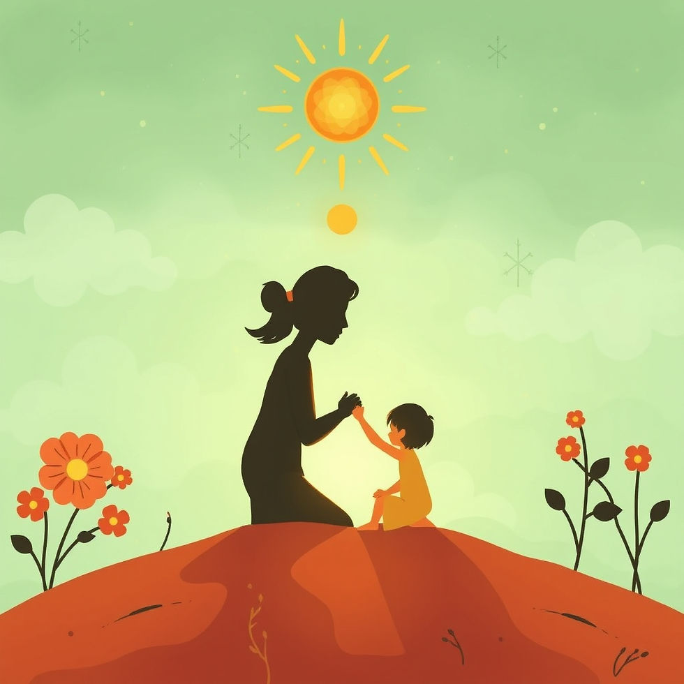 A woman reconnecting with her inner child