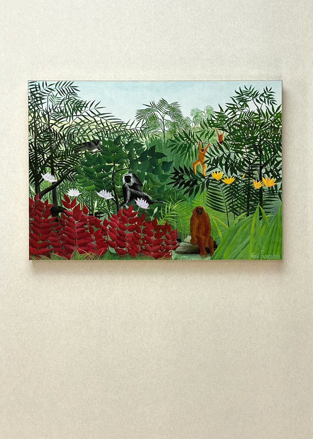 サルのいる熱帯林 アンリ・ルソーのパネルの展示風景