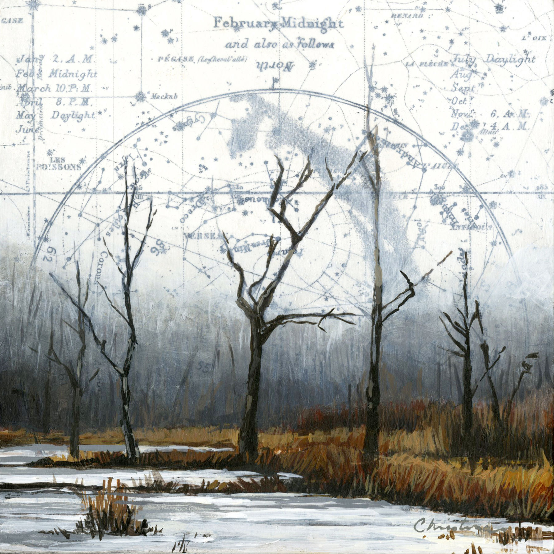"Winter Wetlands" | 6'' x 6'' signed print on 8'' x 8'' paper